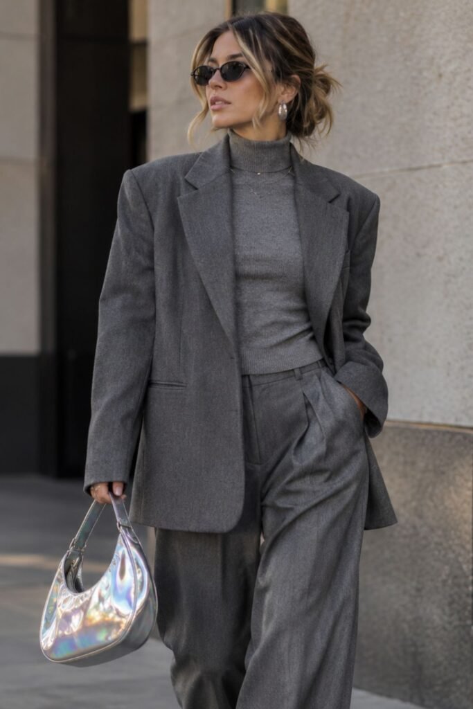Monochrome Gray Look + Opalescent Bag
