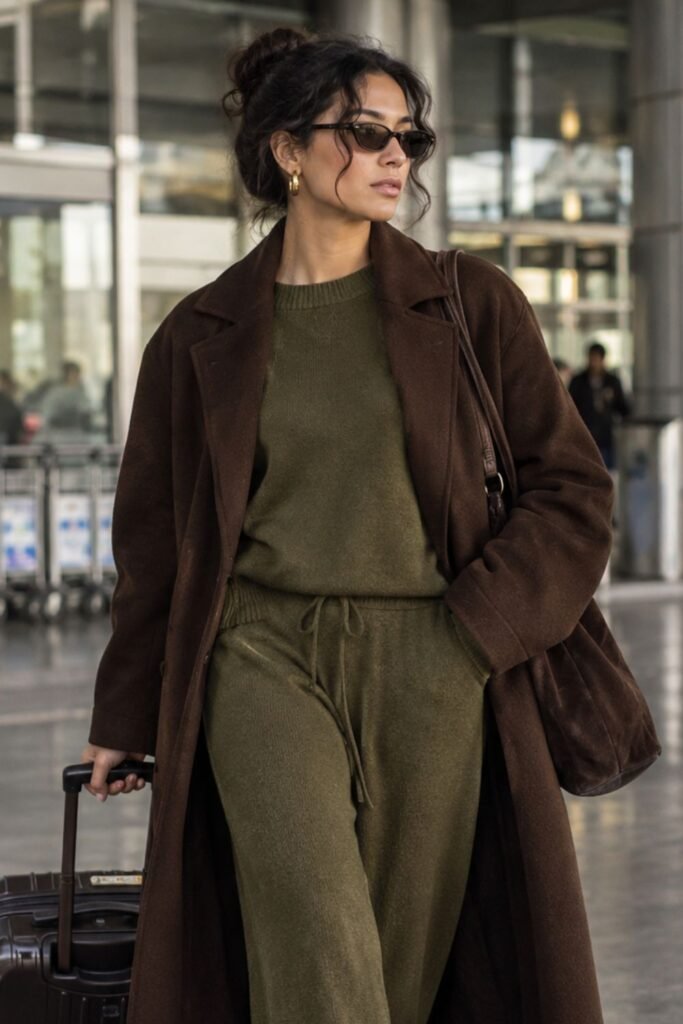 Olive Knit Set + Burgundy Boots