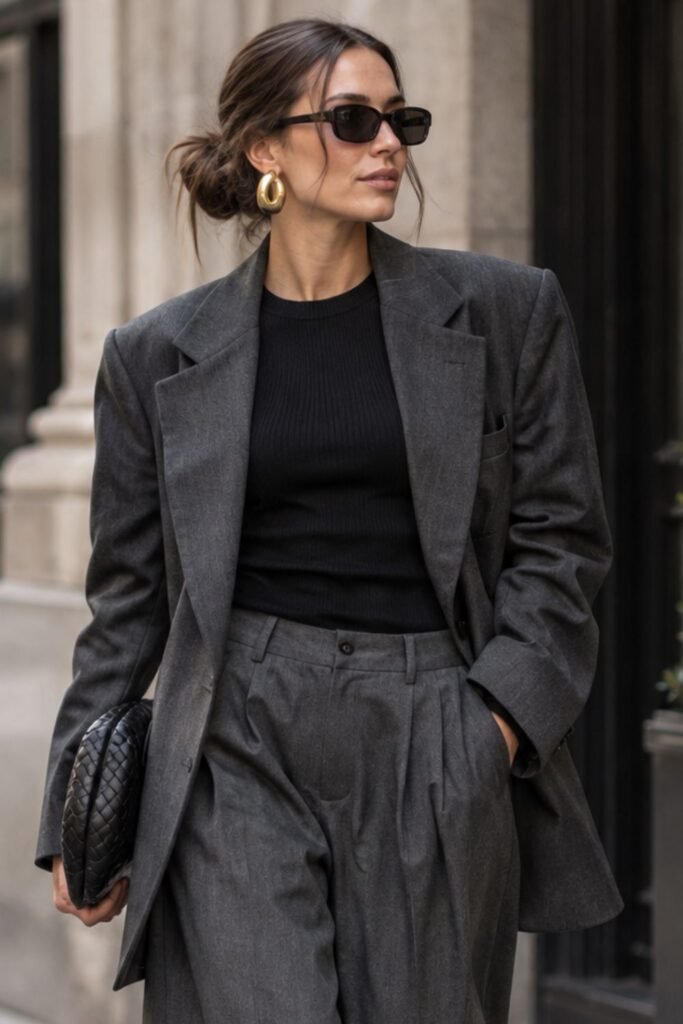 Oversized Blazer With Barrel Trousers