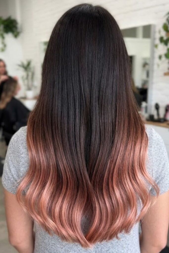Long hair with rose gold ends