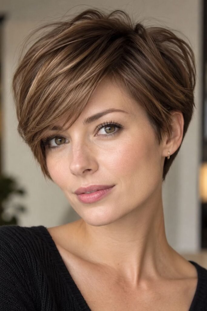 Rounded Long Pixie for Fine Hair
