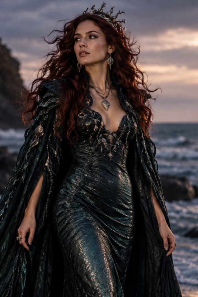 Sea-Witch Cape + Body-Skimming Dress