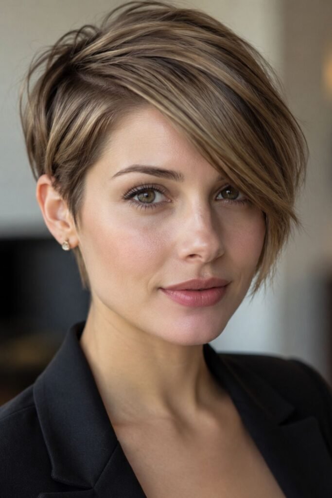 Side-Swept Long Pixie