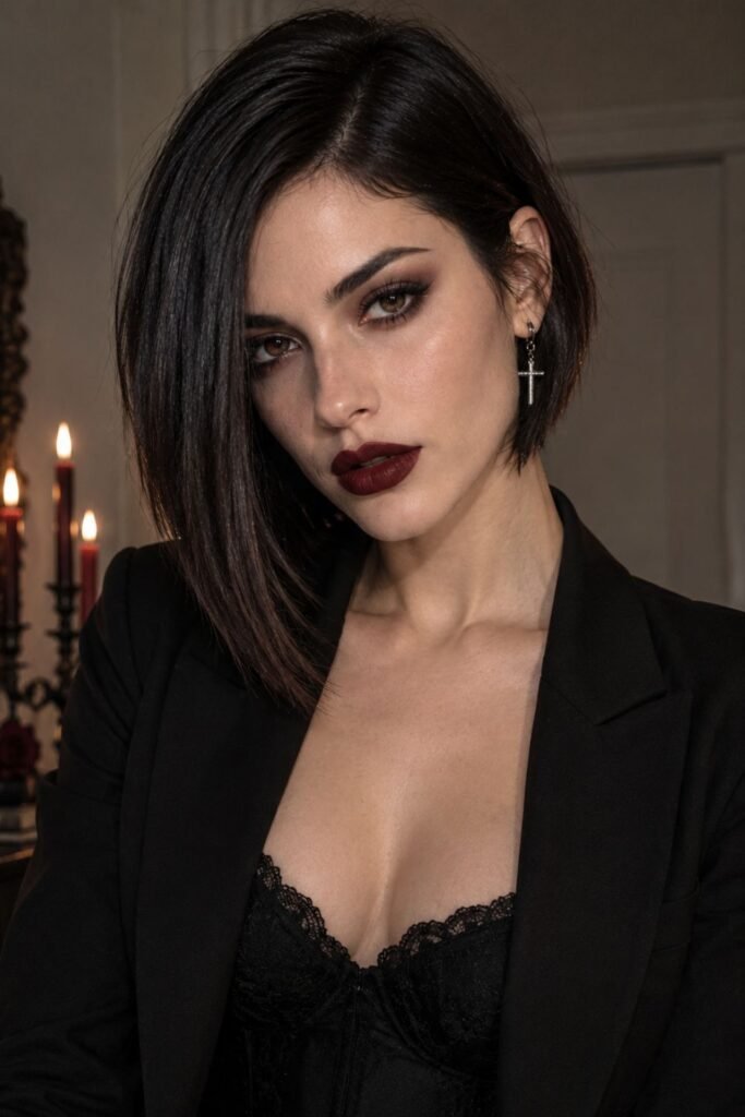 Sleek Vampire Asymmetric Bob