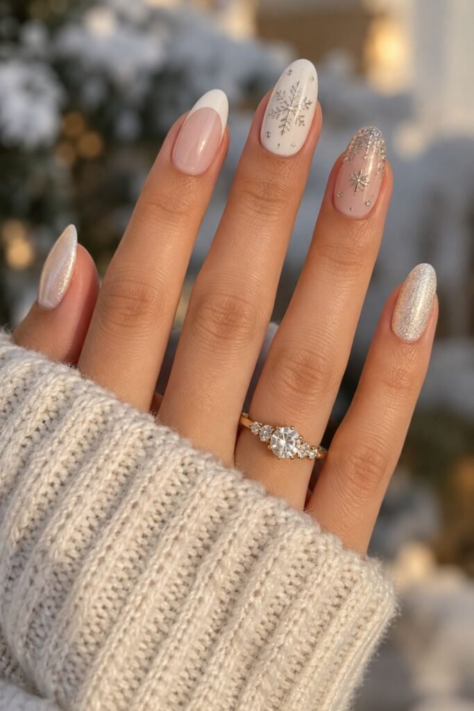 Snowflake Accent Nails