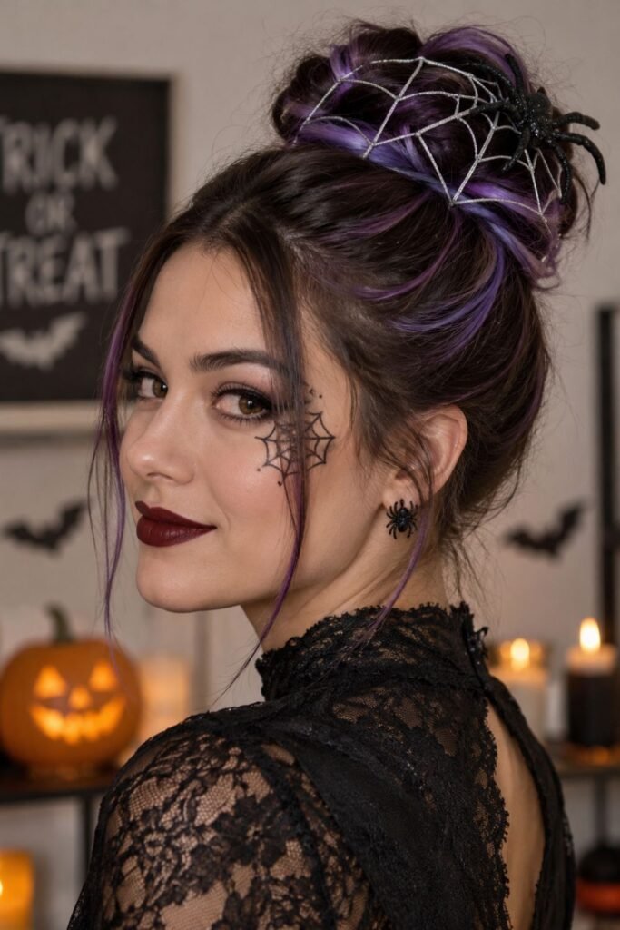 Spiderweb Bun With Wash-Out Color Spray