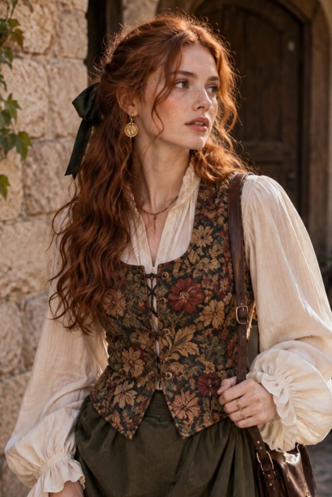 Tapestry Vest + Full-Sleeve Blouse