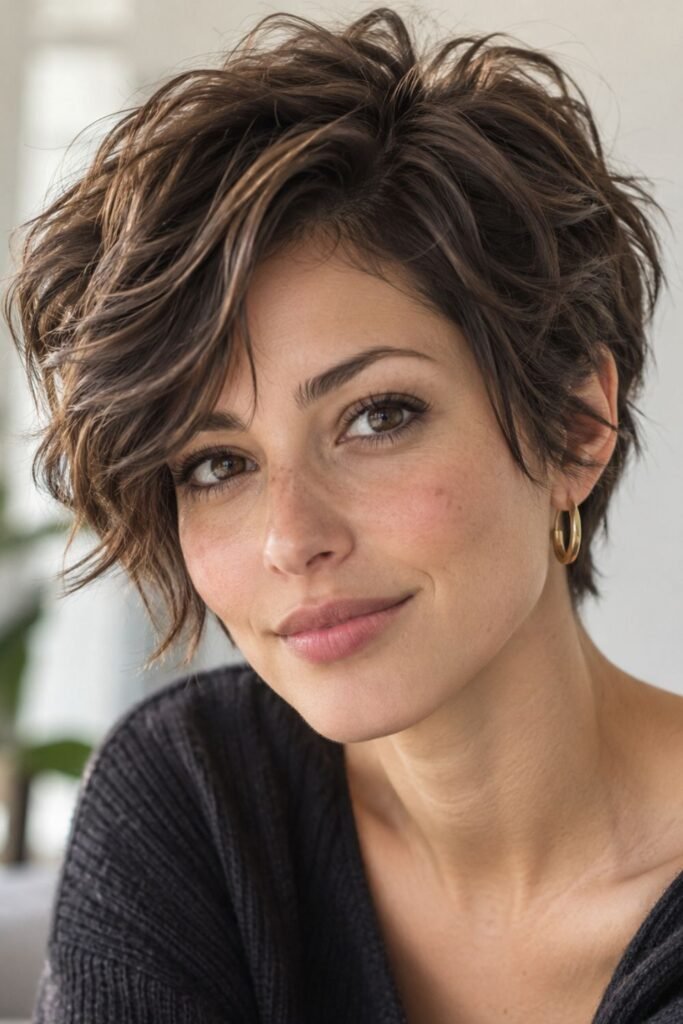 Textured Long Pixie for Thick Hair