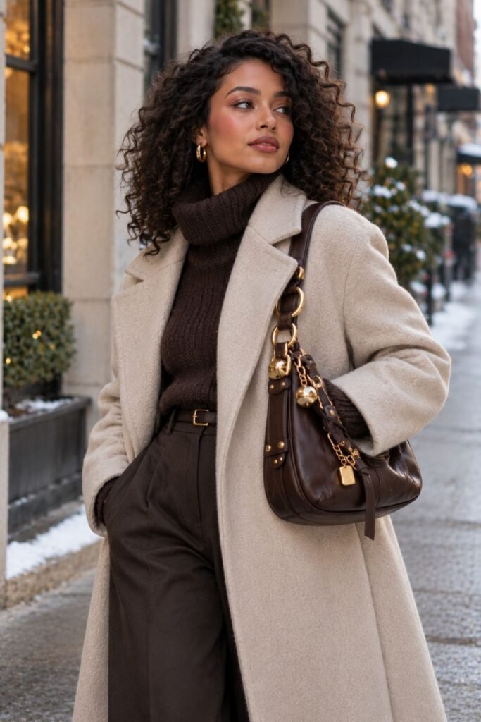 Embellished shoulder bag with metal hardware and charms