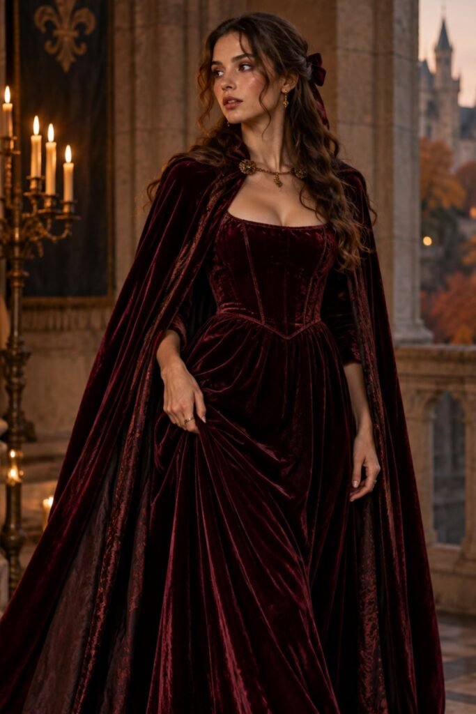 Velvet Court Dress + Long Cape