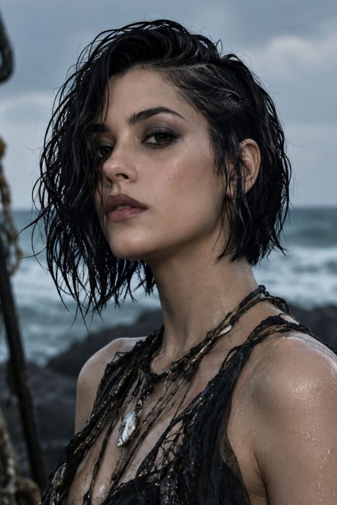Wet-Look Asymmetric Bob for a Sea Witch