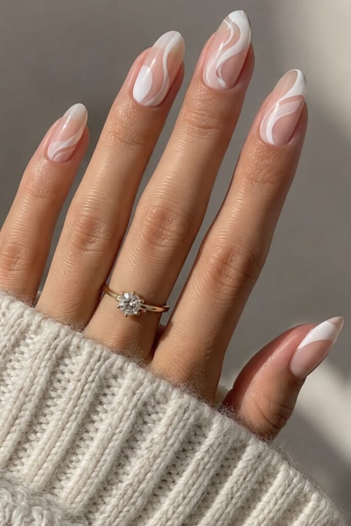 White Swirl Nails